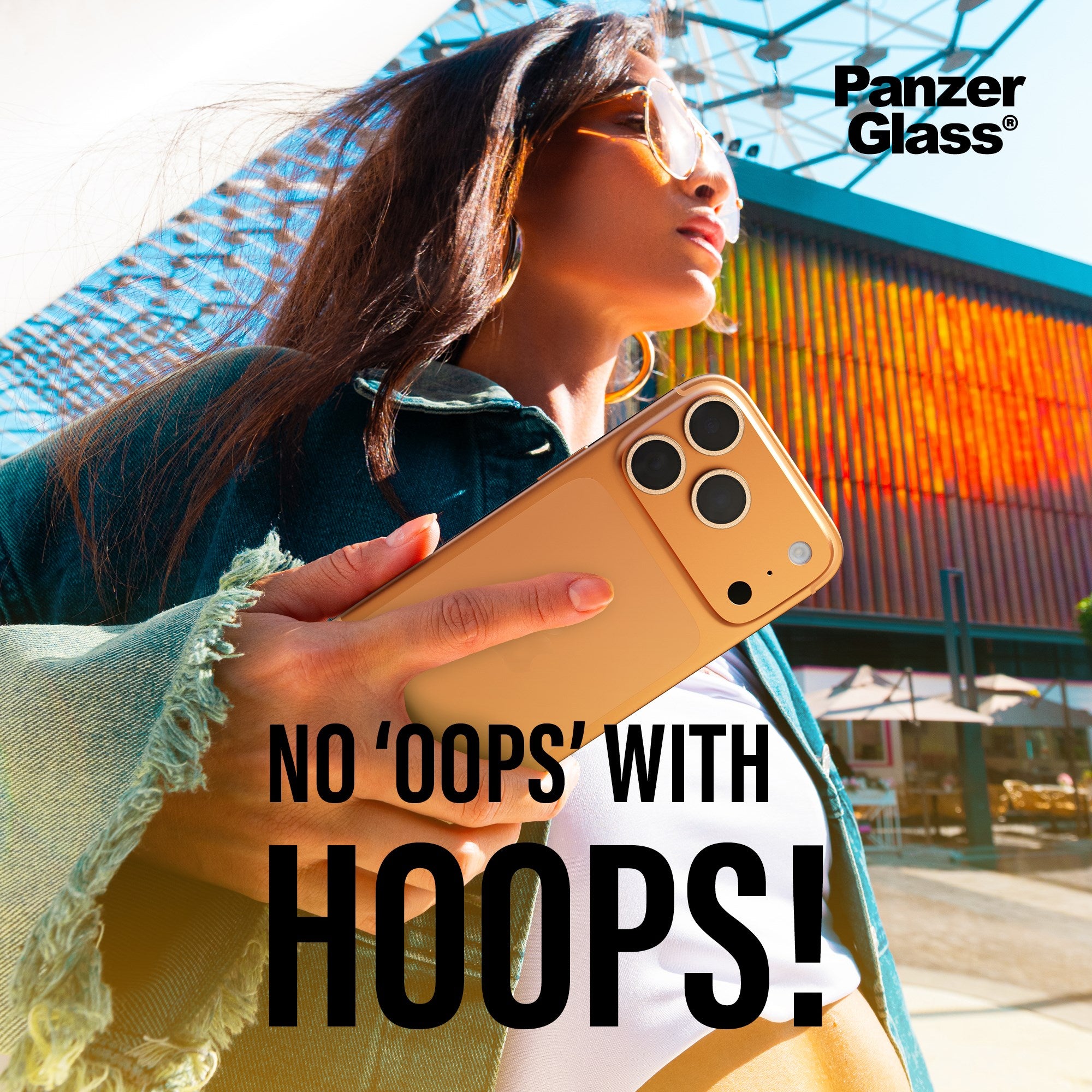 PanzerGlass® Hoops® Kameralinsebeskytter Glitter Guld iPhone 17 | iPhone 16 | 16 Plus